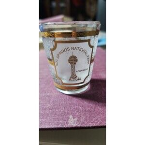 Hot Springs National Park Arkansas Shot Glass Mountain Tower Gold Trim